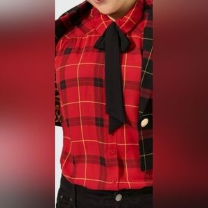 Betsey Johnson X Torrid Plaid Neck Tie Blouse